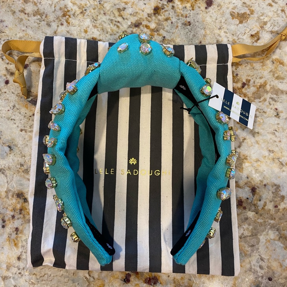 🍭🍬✨Turquoise Rainbow Candy Jeweled Knotted Headband✨🍬🍭